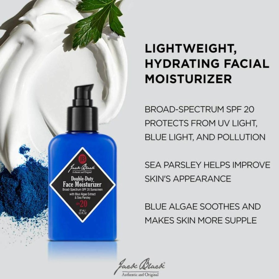 Jack Black Double Duty Face Moisturizer for Men with SPF 20 - Hydrating Sunscreen Lotion & Daily Skincare Gift Set