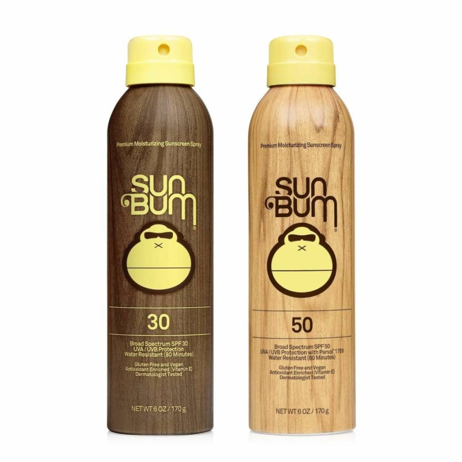 Sun Bum SPF 30 & 50 Sunscreen Spray 2-Pack – Vegan, Reef Safe, Broad Spectrum UVA/UVB Protection, Octinoxate & Oxybenzone Free, Enriched with Vitamin E
