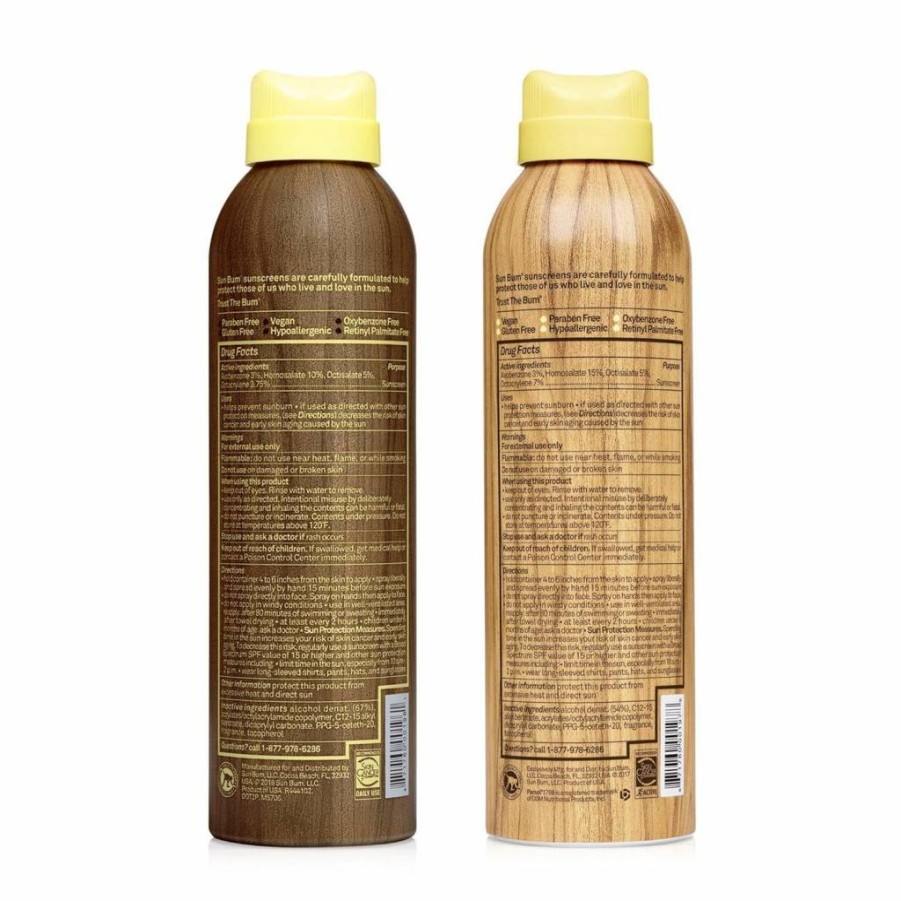 Sun Bum SPF 30 & 50 Sunscreen Spray 2-Pack – Vegan, Reef Safe, Broad Spectrum UVA/UVB Protection, Octinoxate & Oxybenzone Free, Enriched with Vitamin E