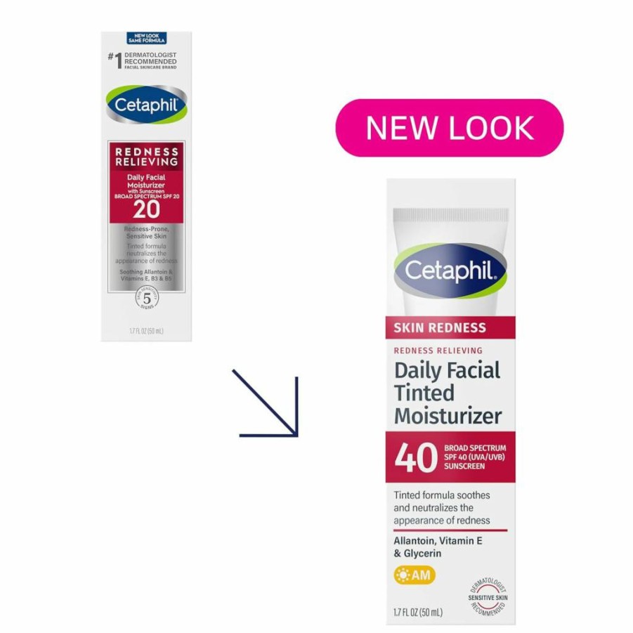 Cetaphil Redness-Prone Skin Daily Moisturizer with SPF 40 & Neutral Tint, 1.7 Oz, Broad Spectrum Sunscreen for Sensitive Skin