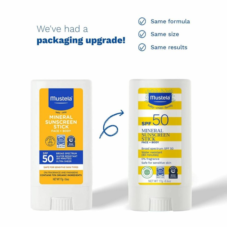 Amazon Baby Mineral Sunscreen Stick SPF 50 - Broad Spectrum Face & Body Sunblock with Organic Ingredients, Water Resistant, Fragrance-Free, Ultra Sheer - 0.6 Oz (Pack of 1)