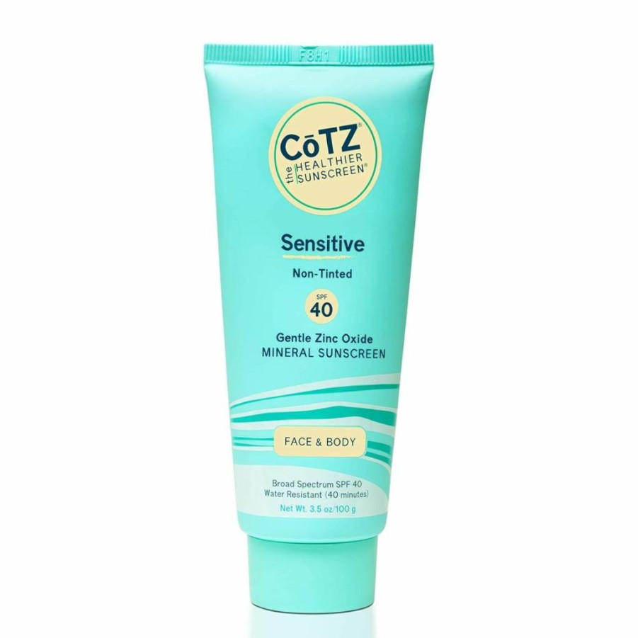 Amazon Cotz Sensitive SPF 40 Mineral Sunscreen - Non-Tinted Zinc Oxide Sunblock for Face & Body - Broad Spectrum Protection - 3.5 Oz Oil-Free Physical Sunscreen