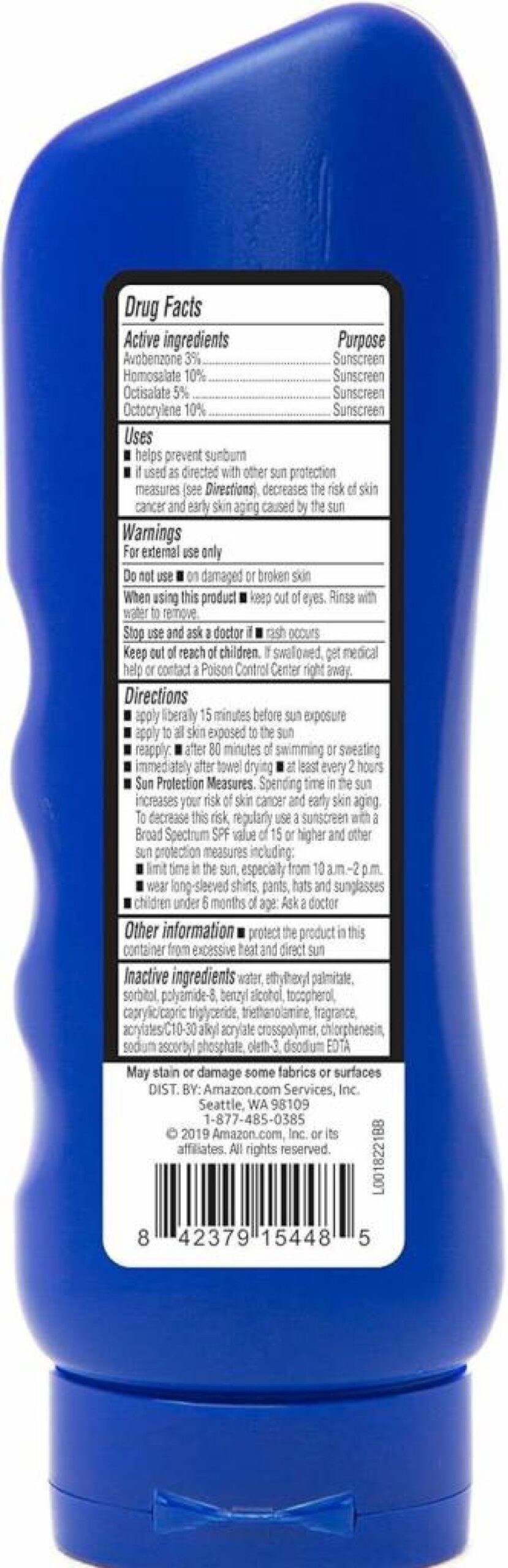 Solimo Sport Sunscreen Lotion SPF 30, 8 oz - Octinoxate & Oxybenzone Free, Water-Resistant, Broad Spectrum UVA/UVB Protection