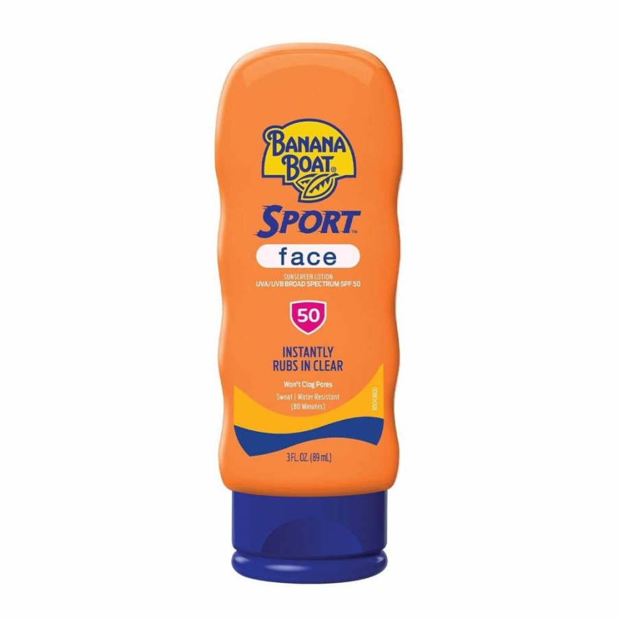 Banana Boat Sport Sunscreen SPF 50 for Face & Body, Travel Size 3 oz, Water-Resistant Sunblock Lotion for Outdoor Activities, Bloqueador Solar, Sun Care Protection