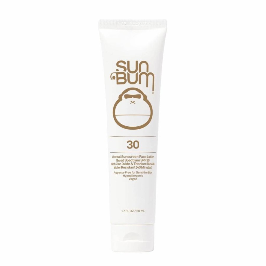 Sun Bum Mineral SPF 30 Face Sunscreen - Non-Tinted, Broad Spectrum, Moisturizing with Vitamin E, Hawaii 104 Act Compliant, Reef Safe (No Octinoxate & Oxybenzone), Travel Size 1.7 Oz