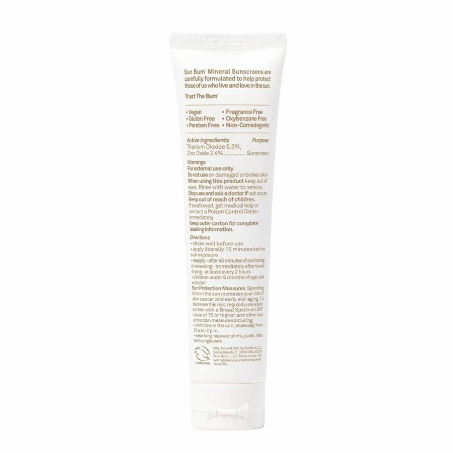 Sun Bum Mineral SPF 30 Face Sunscreen - Non-Tinted, Broad Spectrum, Moisturizing with Vitamin E, Hawaii 104 Act Compliant, Reef Safe (No Octinoxate & Oxybenzone), Travel Size 1.7 Oz