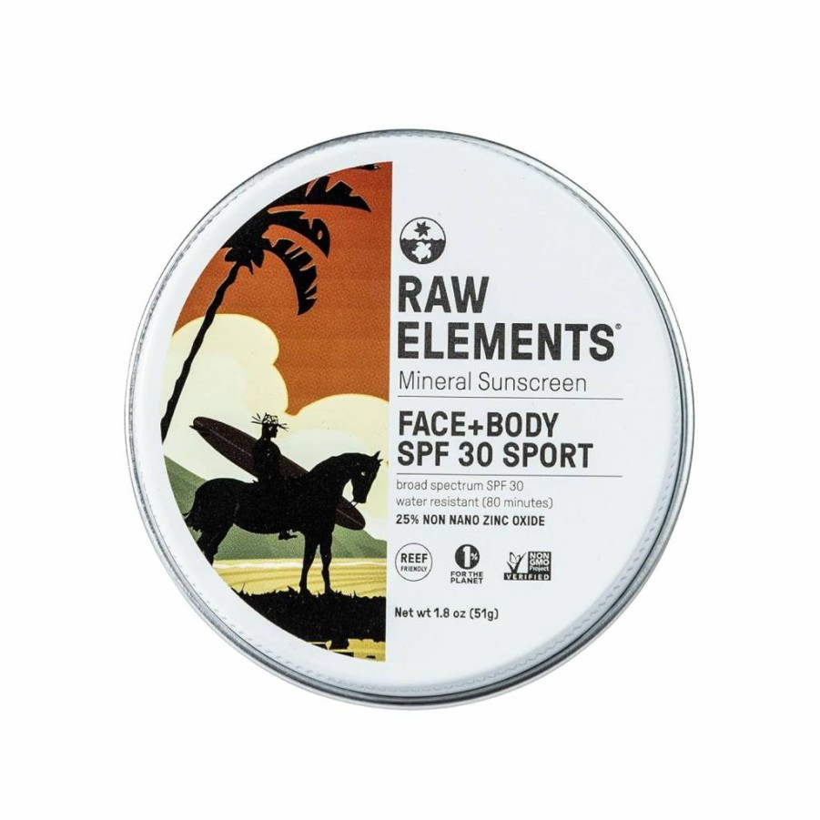 Raw Elements SPF 30 Organic Zinc Oxide Sunscreen - Non-Nano, Water Resistant 80 Min, Reef Safe, Face & Body Sunblock for All Ages, Travel Size 1.8 Oz Tin