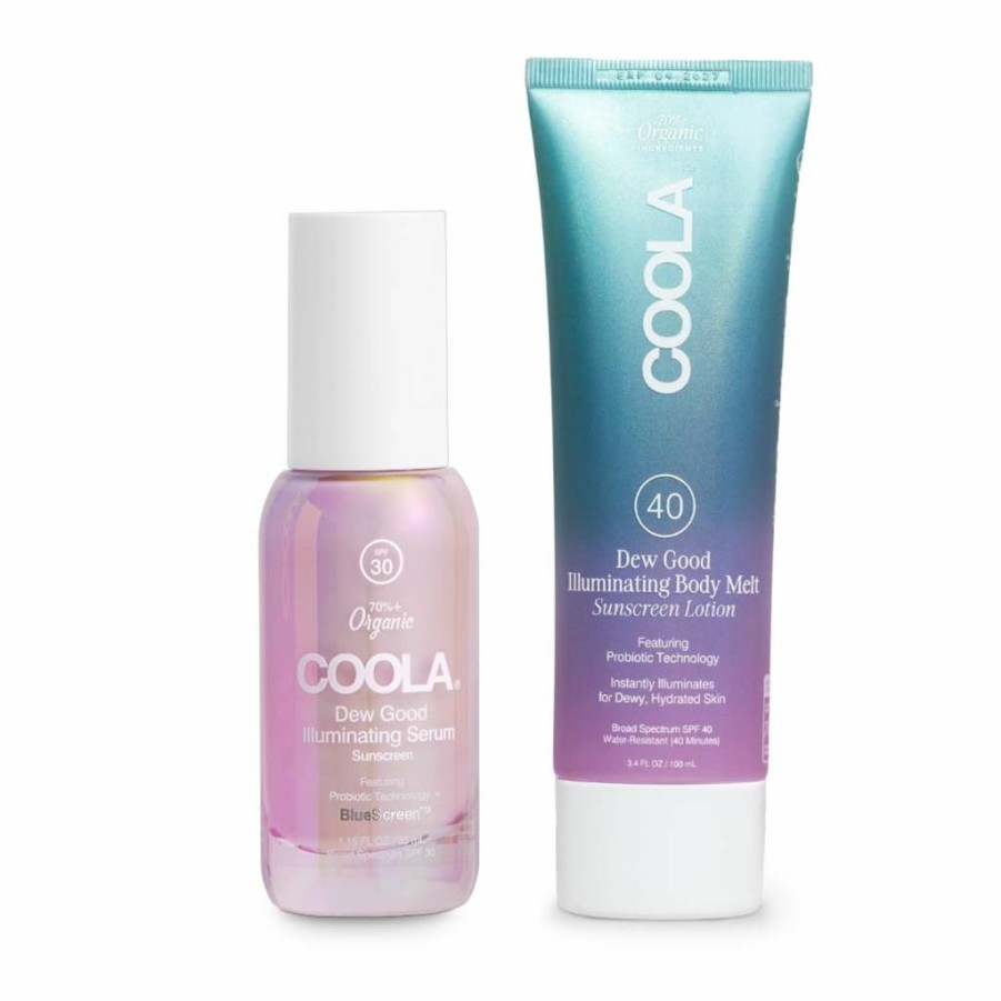 COOLA Organic Dew Good Illuminating Probiotic Serum SPF 30, Dermatologist-Tested Sunscreen with Plant-Based Bluescreen Digital Protection, 1.15 Fl Oz