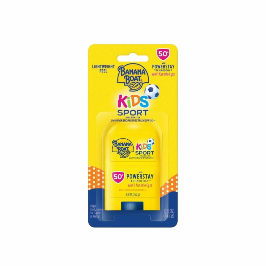 Banana Boat Kids SPF 50 Sunscreen Stick, Oxybenzone-Free, 0.5 Oz Travel Size, Water-Resistant Sunblock for Children