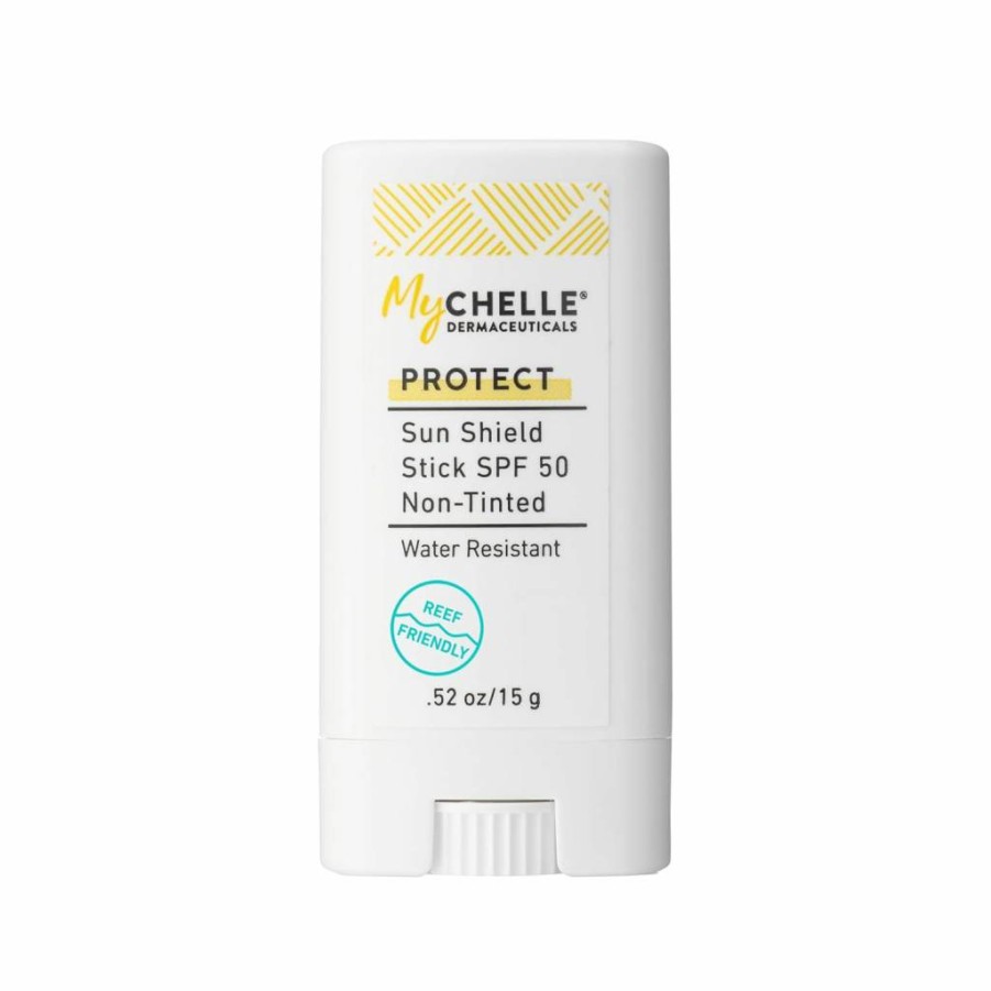 MyChelle Dermaceuticals Sun Shield Stick SPF 50 - Natural Zinc Sunscreen for Face, Water Resistant 80 Minutes, Reef Safe, Non-Tinted with Vitamin E & Jojoba, Safe for Kids