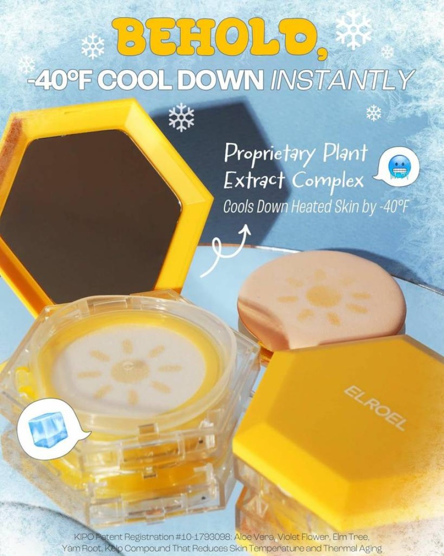 ELROEL Pang Pang Sun Cushion Plus - SPF50+ PA++++ Korean Sunscreen Cushion with Puff, Hypoallergenic & Lightweight, Broad Spectrum Protection (0.53 Oz)