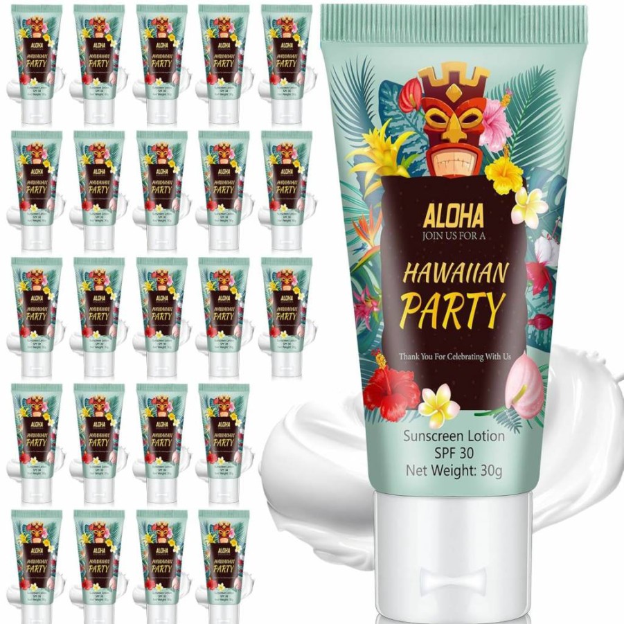 Dansib 24-Pack Mini SPF 30 Sunscreen Lotion Travel Size (1Oz) - Water Resistant, Bulk Sunscreen for Wedding Party Favors, Summer Vacation, Thank You Gifts (Skin Color Cream)