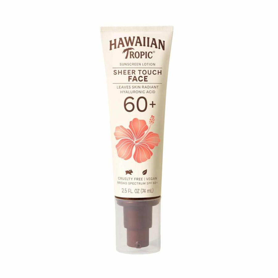 Hawaiian Tropic Sheer Touch SPF 60 Face Sunscreen Lotion, 2.5oz Travel Size, Oil-Free & Lightweight Sunblock for Daily Protection