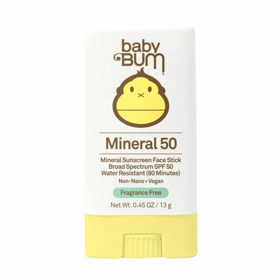 Sun Bum Baby Bum Mineral SPF 50 Sunscreen Stick - Fragrance-Free, Sensitive Skin Safe, UVA/UVB Protection, Travel Size 0.45 Oz, Hawaii 104 Act Compliant