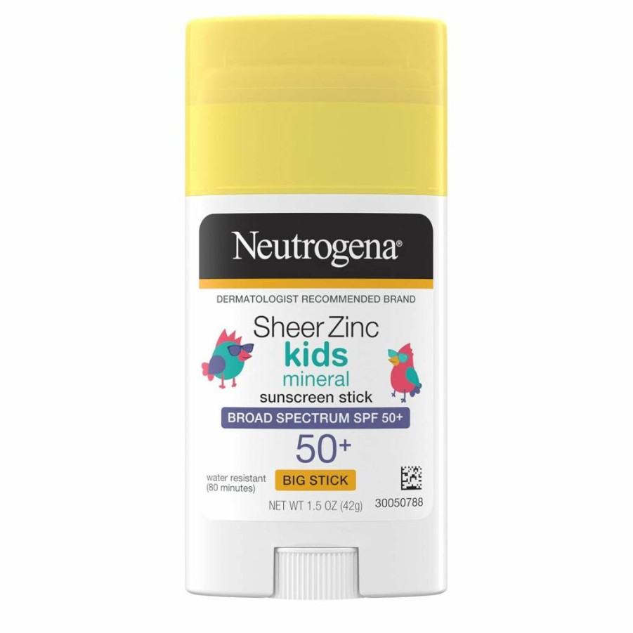 Neutrogena Sheer Zinc Oxide Mineral Sunscreen SPF 50+ for Kids, Broad Spectrum UVA/UVB Protection, Water-Resistant 80 Minutes, Fragrance-Free & Hypoallergenic, 3 oz
