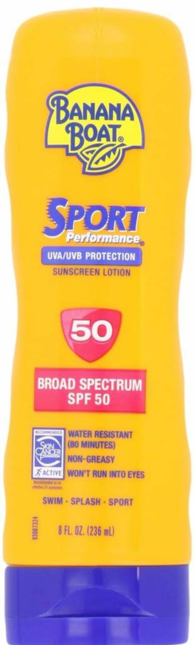 Banana Boat Sport Performance SPF 50 Sunscreen Lotion - Broad Spectrum UVA/UVB Protection, Water Resistant, 8 oz (Pack of 2)