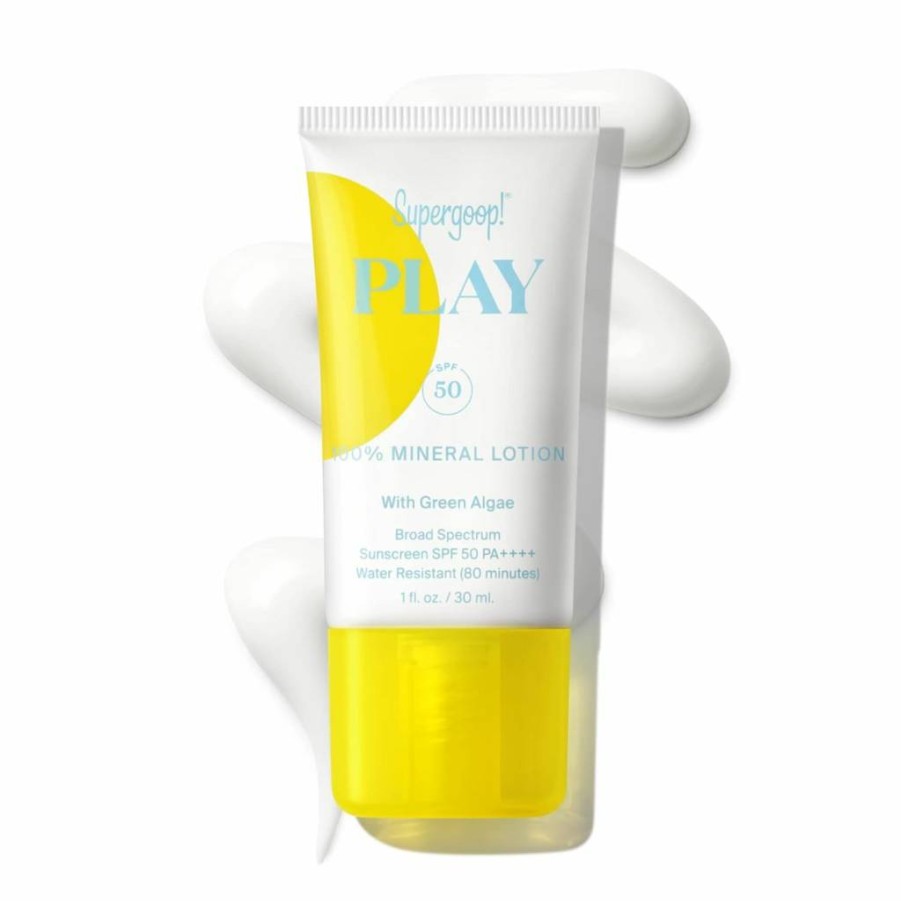 Supergoop! Play Mineral Sunscreen Lotion SPF 50 - 3.4 oz Broad Spectrum Face & Body Sunscreen - Lightweight, Water-Resistant with Green Algae - Fast Absorbing UV Protection