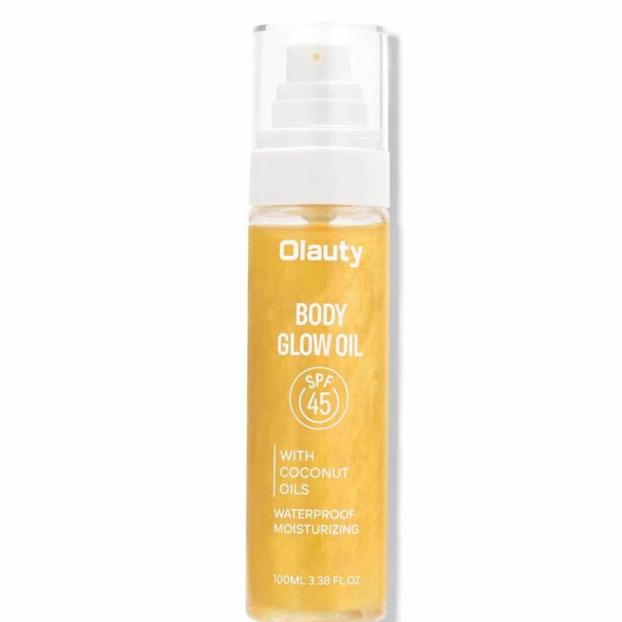 Xiuxixu SPF 45 Sunscreen Body Glow Oil - Lightweight, Waterproof Coconut Moisturizer with Shimmer for Beach & Travel, Non-Sticky Rose Scented Skin Hydration