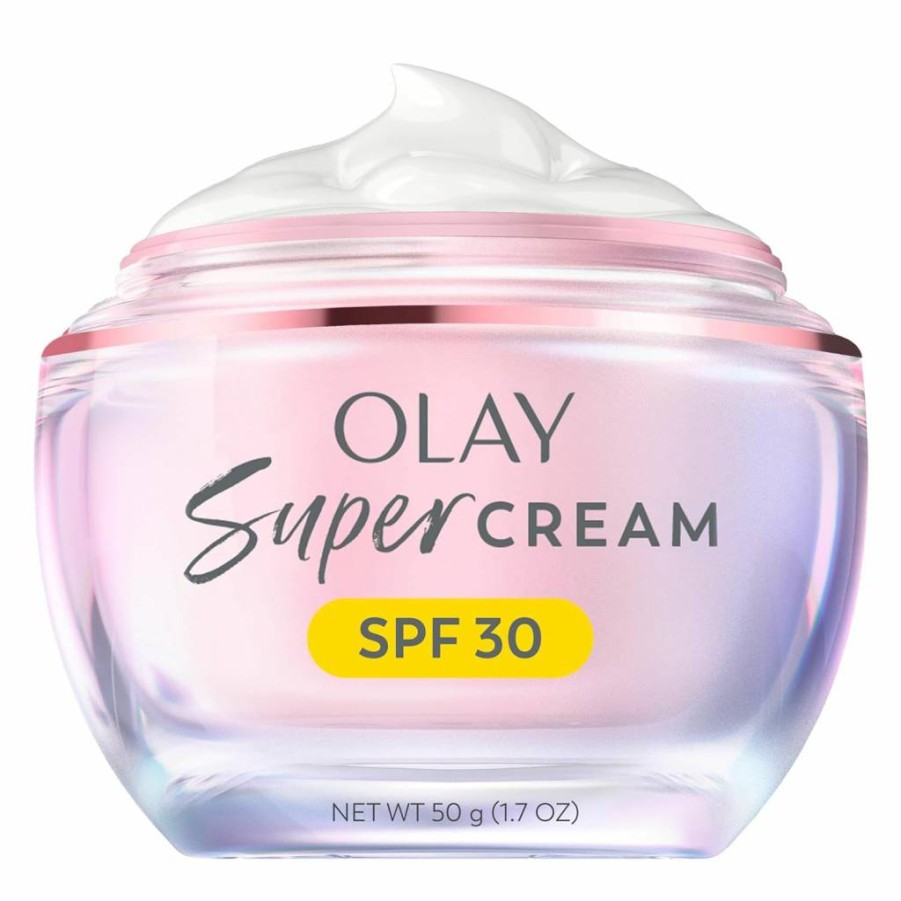 Olay Super Cream SPF 30: Lightweight Moisturizer with Niacinamide, Vitamin C & Collagen Peptide for Hydration, Brightening & Firming – 1.7 Oz