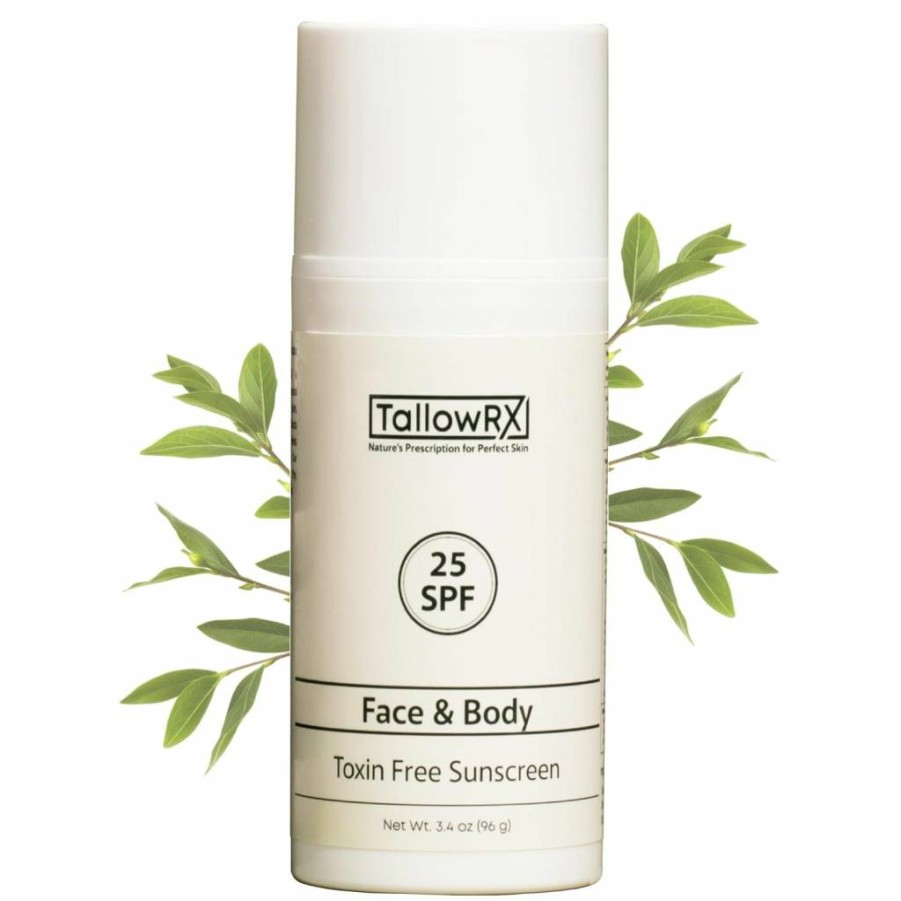 TALLOWRX Natural Mineral Sunscreen SPF 25 with Non-Nano Zinc Oxide, Red Raspberry & Coconut Oil – Reef Safe, Non-Toxic Moisturizing Sunblock for Face & Body (3.4 oz)