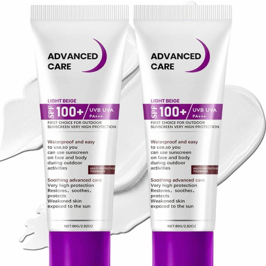 ASMAYSA 2 Pack SPF 100 Sunscreen Lotion - Waterproof Broad Spectrum Sunblock for Face & Body, Outdoor Sports Protection for Men & Women, 80G Each