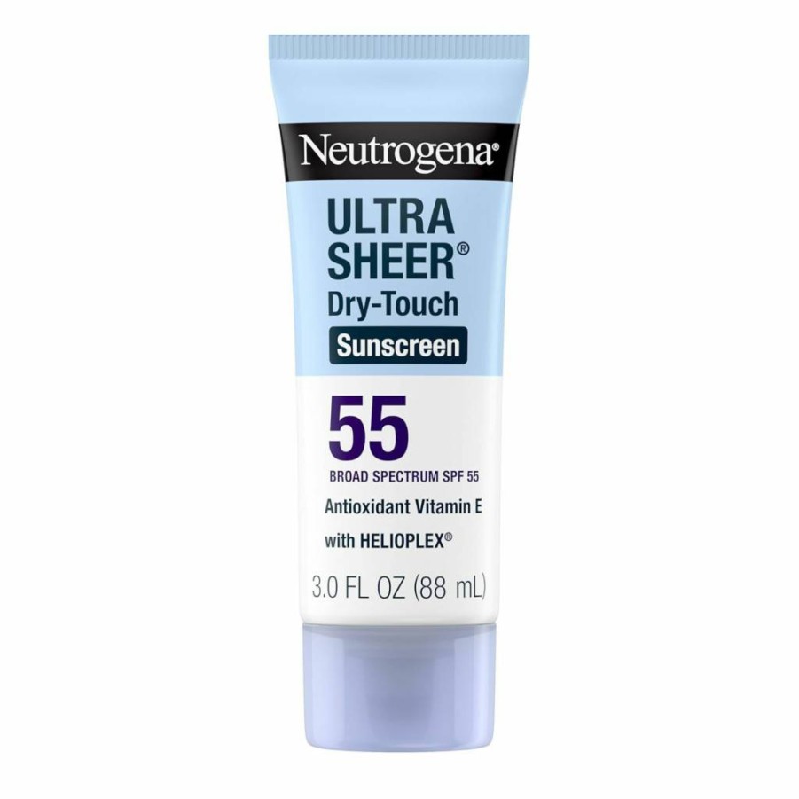 Neutrogena Ultra Sheer Dry-Touch Sunscreen SPF 55, Broad Spectrum UVA/UVB Face & Body Lotion, Lightweight, Water Resistant, Non-Greasy, Travel Size 3 oz
