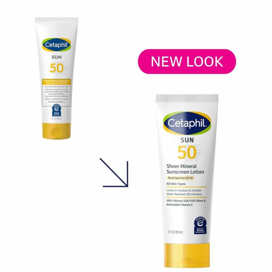 Cetaphil Sheer Mineral Sunscreen Stick SPF 50, 0.5 Oz - Zinc Oxide & Titanium Dioxide Broad Spectrum UVA/UVB Protection for Face & Body, Sensitive Skin