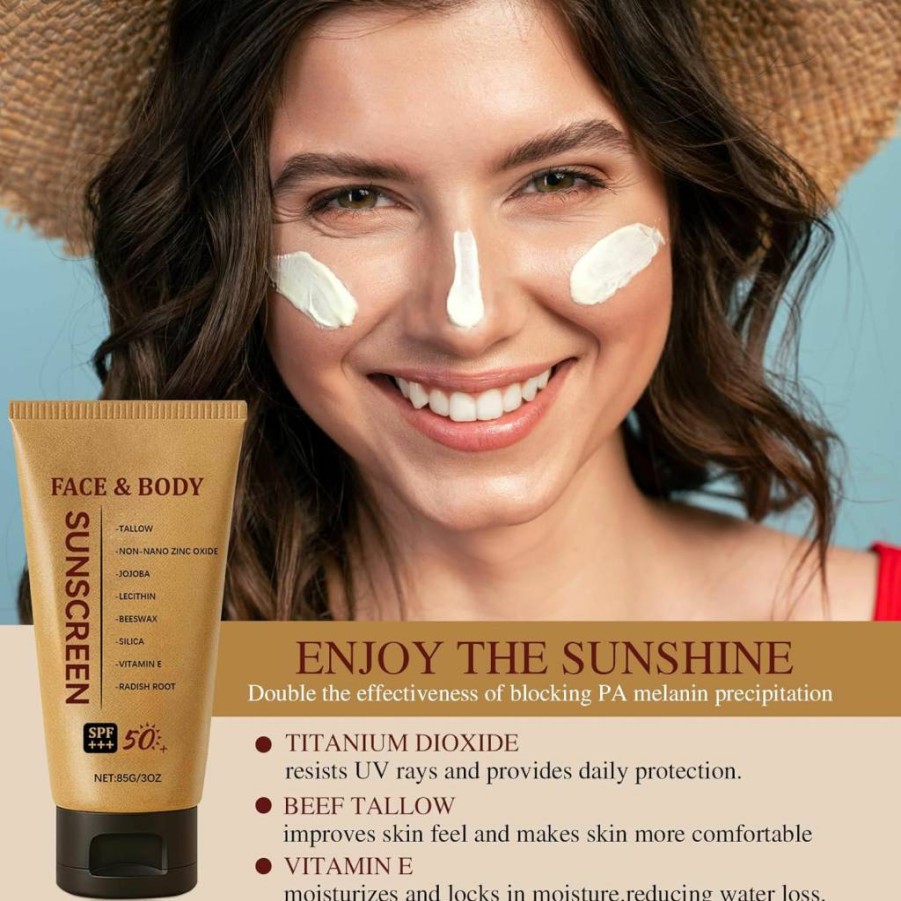 Tardiy Organic Tallow Sunscreen SPF 50 - Natural Mineral Sunscreen for Face & Body, Non-Greasy, All Skin Types