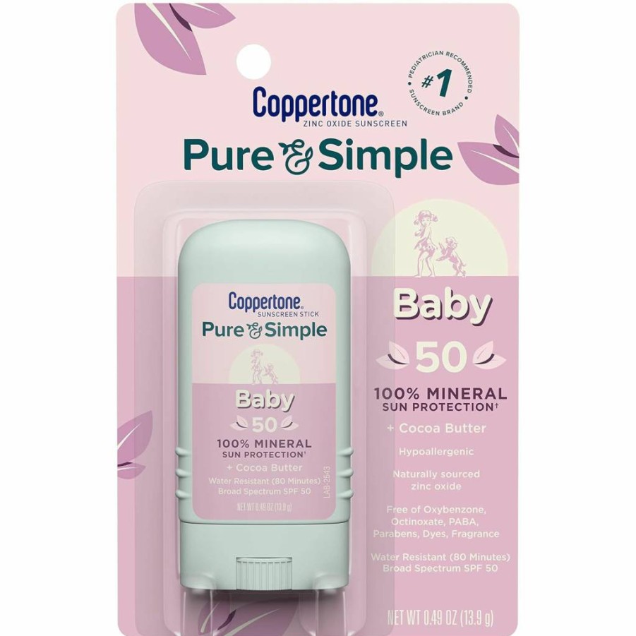 Amazon Pure & Simple Baby Mineral Sunscreen Stick SPF 50, Zinc Oxide Face & Body Sunblock for Infants, Water-Resistant, Hypoallergenic, 0.49 Oz Travel-Friendly Stick
