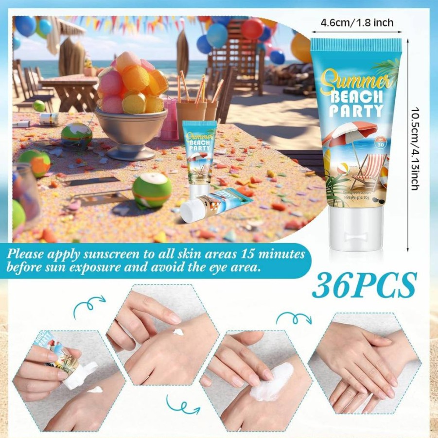 Dansib 36 Pcs Mini Sunscreen SPF 30 Travel Size Bulk - Water Resistant Sunscreen Lotion for Summer, Weddings, Parties & Thank You Gifts