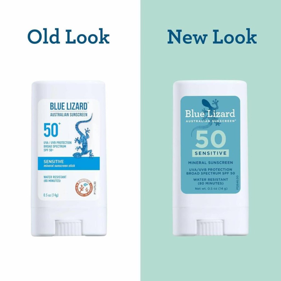 Blue Lizard Sensitive Mineral Sunscreen Stick SPF 50+ with Zinc Oxide, Fragrance Free, Water Resistant, UVA/UVB Protection, 0.5 Oz, Easy to Apply