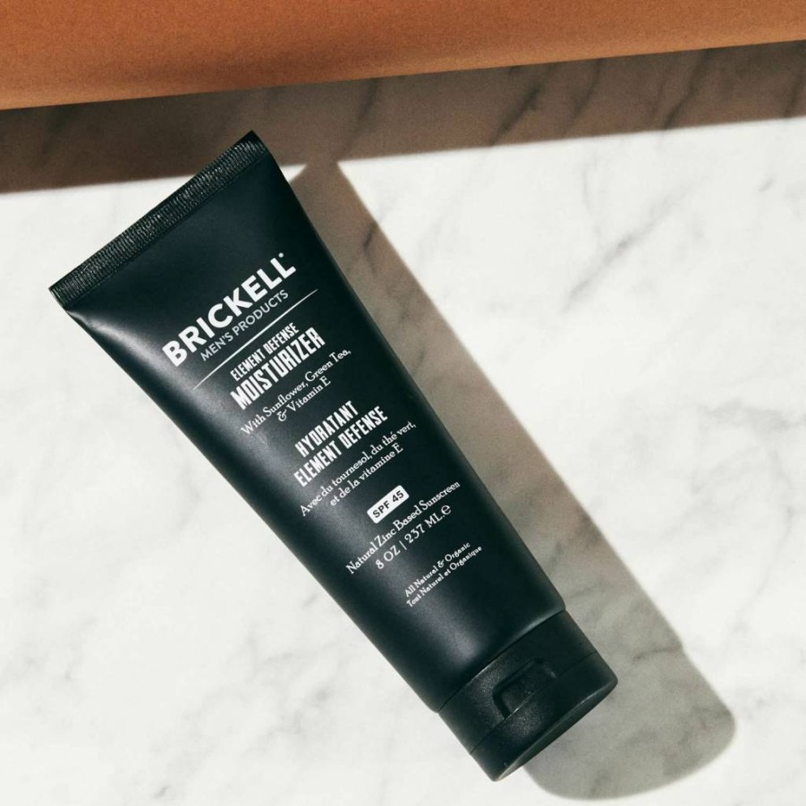 Brickell Men's Element Defense SPF 45 Moisturizer – Natural & Organic Zinc Oxide Mineral Sunscreen for Men, UVA/UVB Protection, Hydrating Unscented Face Lotion, 8 oz