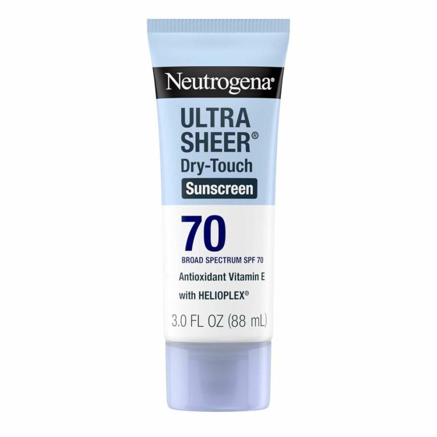 Neutrogena Ultra Sheer Dry-Touch SPF 70 Sunscreen Lotion, Water Resistant, Non-Greasy, Broad Spectrum UVA/UVB Protection, 3 oz