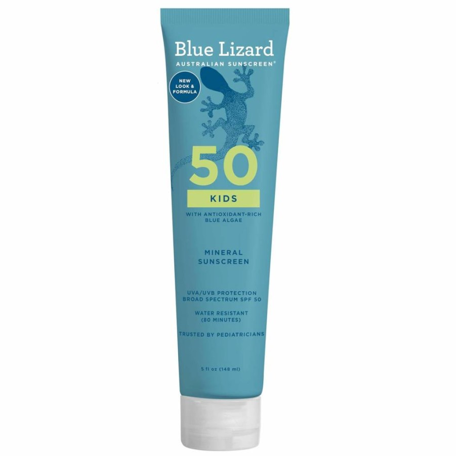 BLUE LIZARD Kids Mineral Sunscreen SPF 50+ | 5oz Tube | Fragrance-Free, Water-Resistant, Broad Spectrum UVA/UVB Protection | Pediatrician Recommended