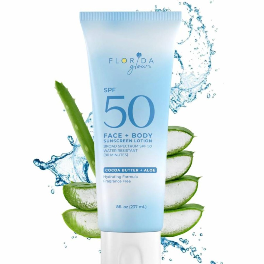 Florida Salt Scrubs Reef Safe Sunscreen Lotion SPF 50 - Oxybenzone & Octinoxate Free, Water Resistant, 8oz - Safe for Kids & Sensitive Skin, Hawaii Compliant, Ideal for Outdoor Sports & Swimming