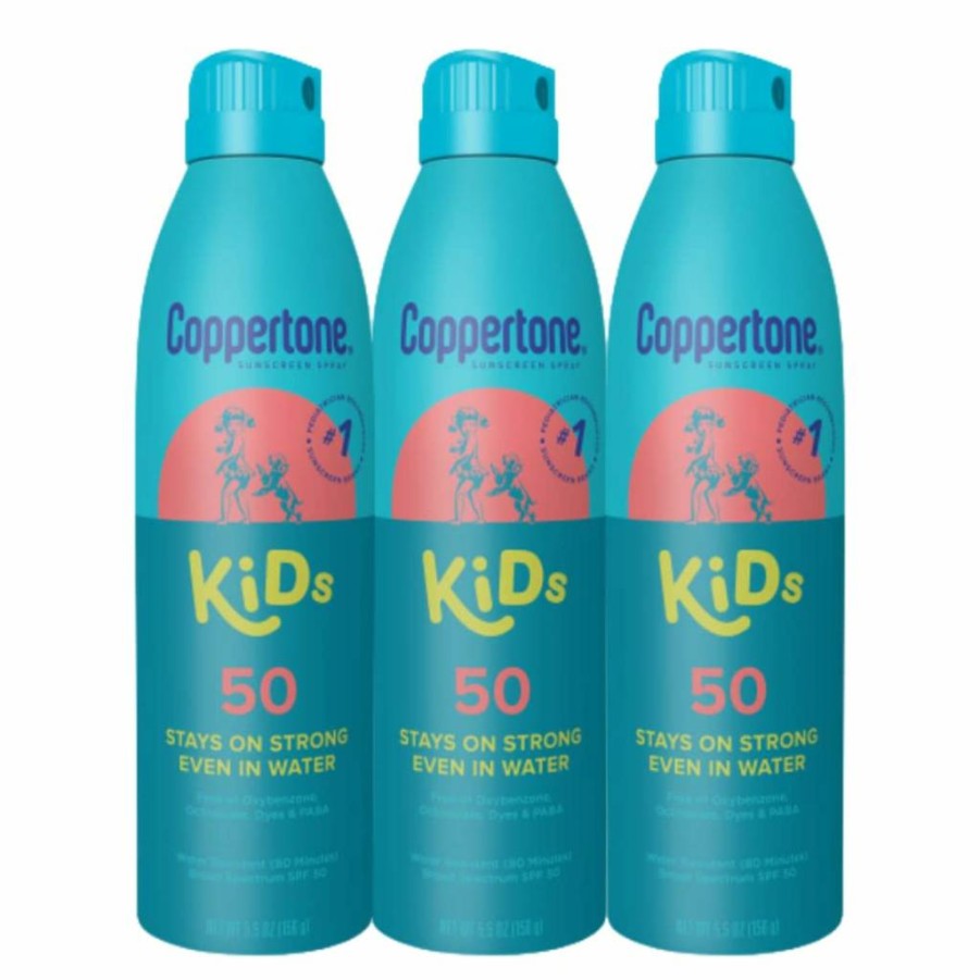 Coppertone Kids Sunscreen Spray SPF 50, Water Resistant & Pediatrician Recommended, Pack of 3 (5.5 Oz Each)