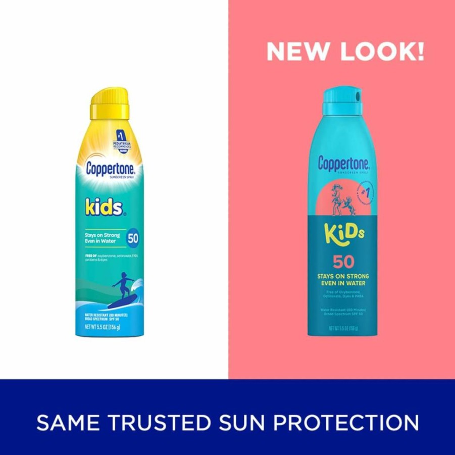 Coppertone Kids Sunscreen Spray SPF 50, Water Resistant & Pediatrician Recommended, Pack of 3 (5.5 Oz Each)