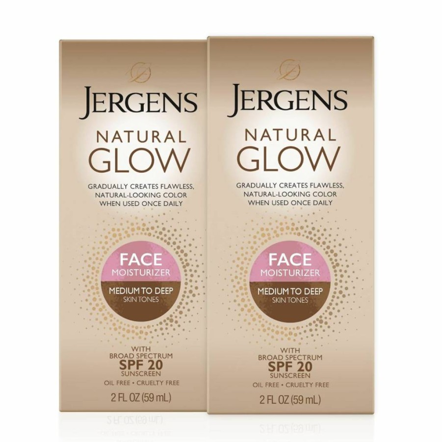 Jergens Natural Glow Daily Facial Moisturizer for Fair to Medium Skin, 2 oz (59 ml) – Hydrating & Gradual Self-Tanning Formula