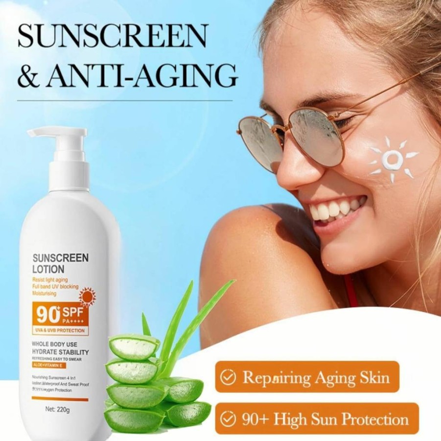 ASMAYSA SPF 90 Sunscreen for Face & Body – 220g Large Capacity, Water-Resistant, Moisturizing Sunscreen for Outdoor Sports & Travel