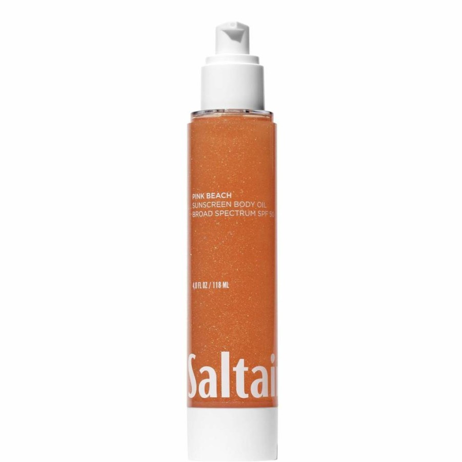 Saltair SPF 50 Body Oil - Broad Spectrum Sunscreen PA++++ with Kukui & Mongongo Extracts, Lightweight Dry Oil for Moisturizing Sun Protection, Pink Beach Scent, 4 Fl Oz