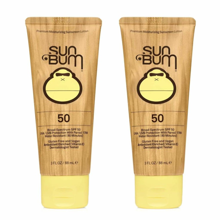 Sun Bum SPF 50 Vegan Sunscreen Lotion - Reef Safe, Broad Spectrum UVA/UVB Protection, Octinoxate & Oxybenzone Free, Moisturizing with Vitamin E, 3 oz (2-Pack)