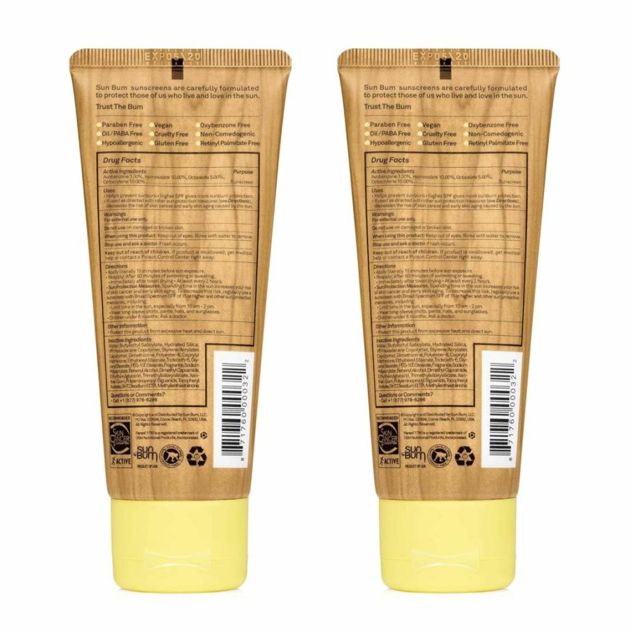 Sun Bum SPF 50 Vegan Sunscreen Lotion - Reef Safe, Broad Spectrum UVA/UVB Protection, Octinoxate & Oxybenzone Free, Moisturizing with Vitamin E, 3 oz (2-Pack)