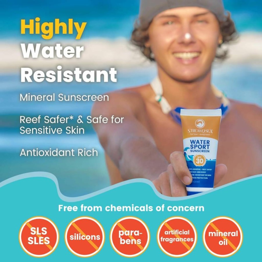STREAM 2 SEA SPF 30 Biodegradable Mineral Sunscreen – 3 Fl Oz Reef Safe, Non-Greasy Face & Body Sunscreen – UVA/UVB Protection, Moisturizing, Eco-Friendly