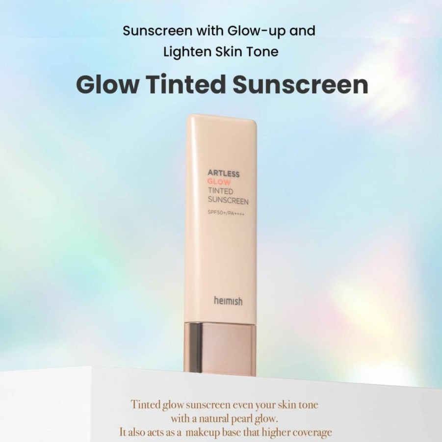 HEIMISH Artless Glow Base SPF 50+ PA++++ - Multifunctional Primer, Highlighter & Tone-Up Sunscreen - Lightweight, Hydrating, Non-Greasy Makeup Base - 40ml