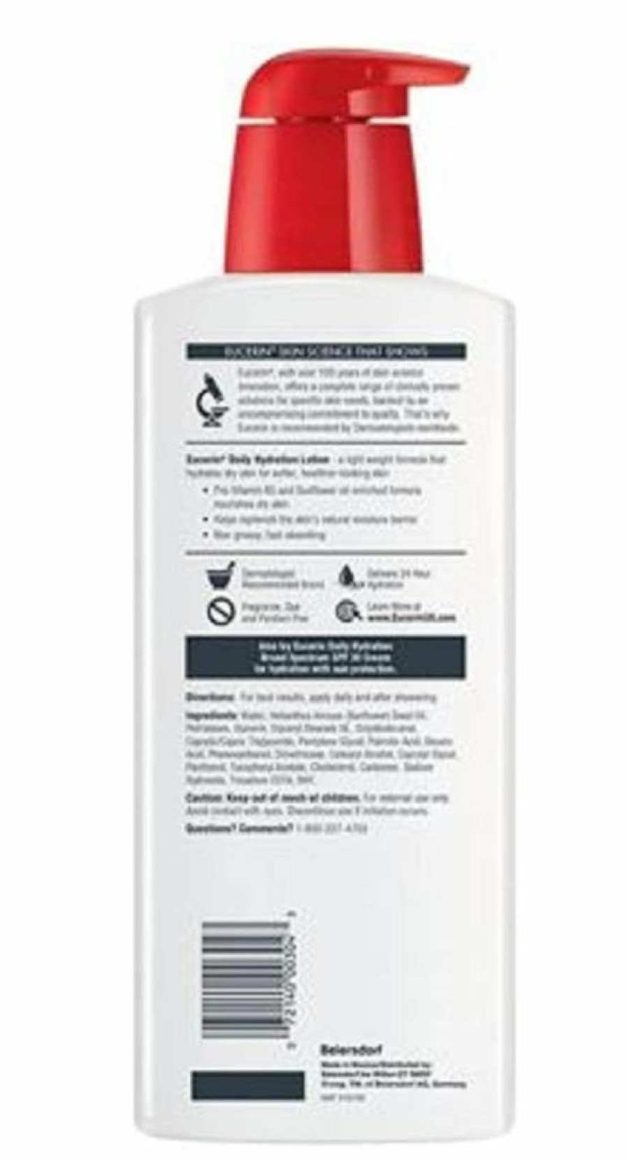 Eucerin Daily Hydration SPF 15 Body Lotion for Dry Skin - Broad Spectrum Moisturizer, 16.9 Fl Oz Pump Bottle (Pack of 3)