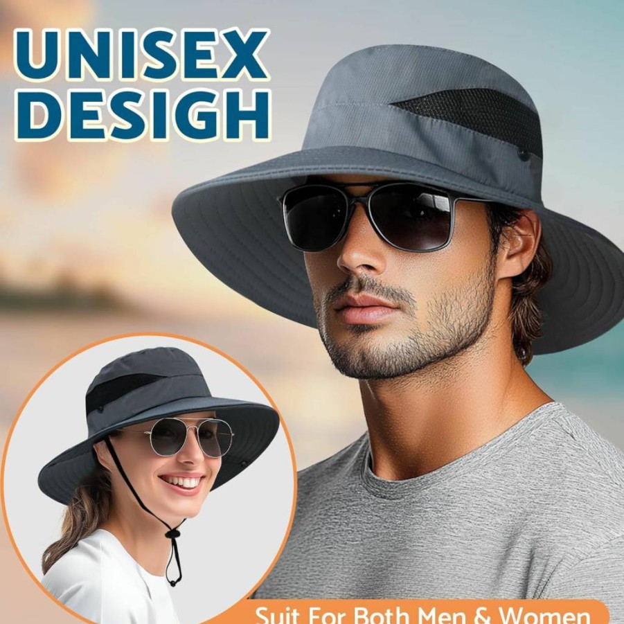 PFFY Sun Bucket Hat for Men & Women – 3" Wide Brim UPF 50+ UV Protection for Fishing, Beach & Outdoor Activities