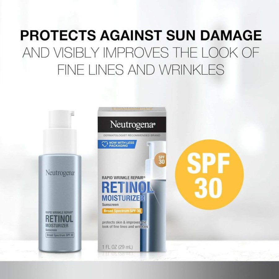 Neutrogena Rapid Wrinkle Repair Retinol Moisturizer with SPF 30, Anti-Aging Face Cream for Fine Lines & Wrinkles, Hyaluronic Acid & Retinol Treatment, 1 oz