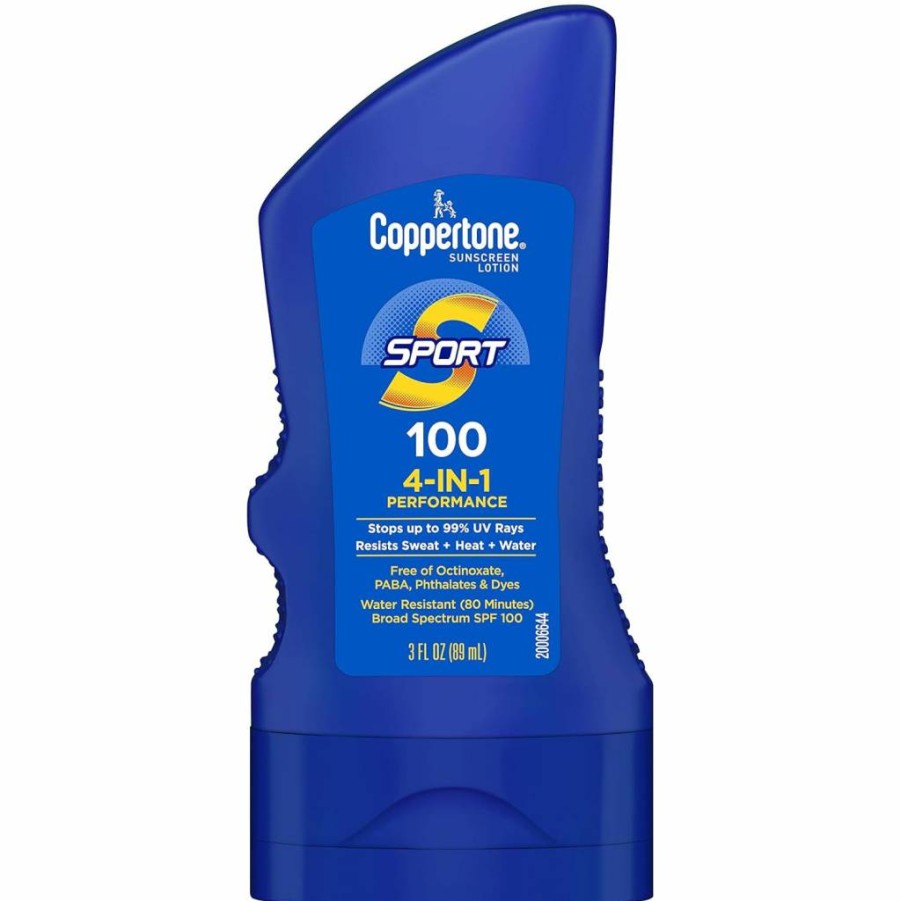 Coppertone Sport SPF 100 Sunscreen Lotion - Water Resistant, Travel Size 3 Fl Oz for Body Protection