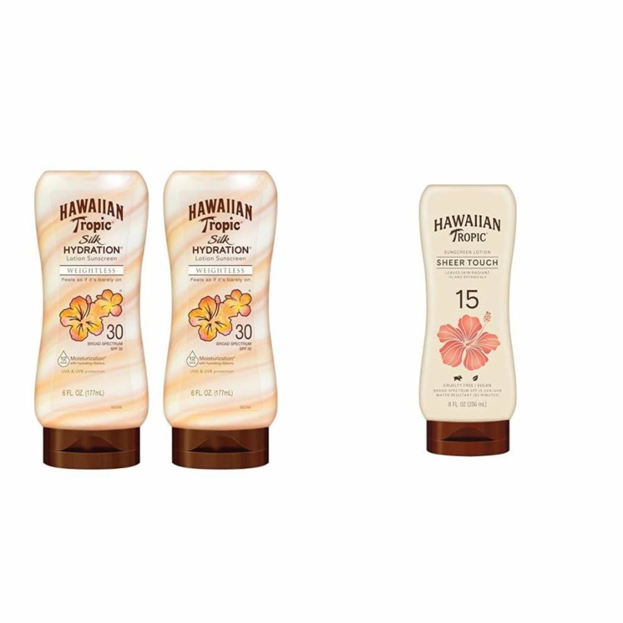 Hawaiian Tropic Weightless Hydration Sunscreen SPF 30 Twin Pack – Oil Free, Oxybenzone Free, 6 Oz Each, Hydrating Body Lotion for Moisturizing Protection