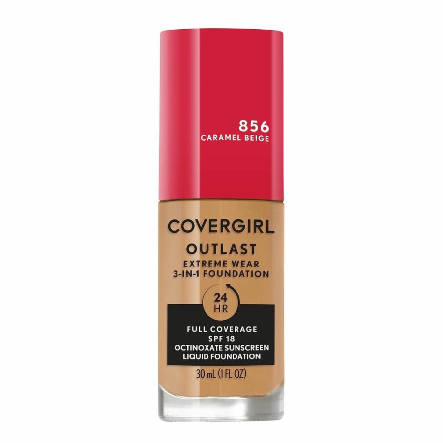 COVERGIRL Outlast All-Day 3-in-1 Liquid Foundation with SPF 18, Creamy Natural (1 oz) - Full Coverage, Longwear, Sun Protection